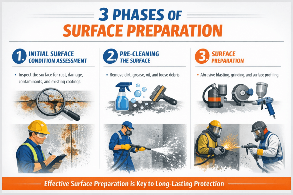 3 phases of Surface Preparation